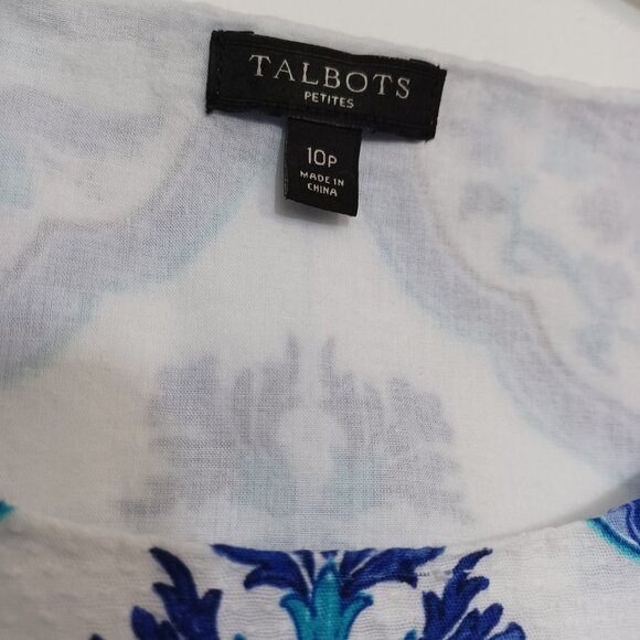 Talbots Top Sleeveless Tile Print Tank Blouse Size 10 Petite - Picture 4 of 11